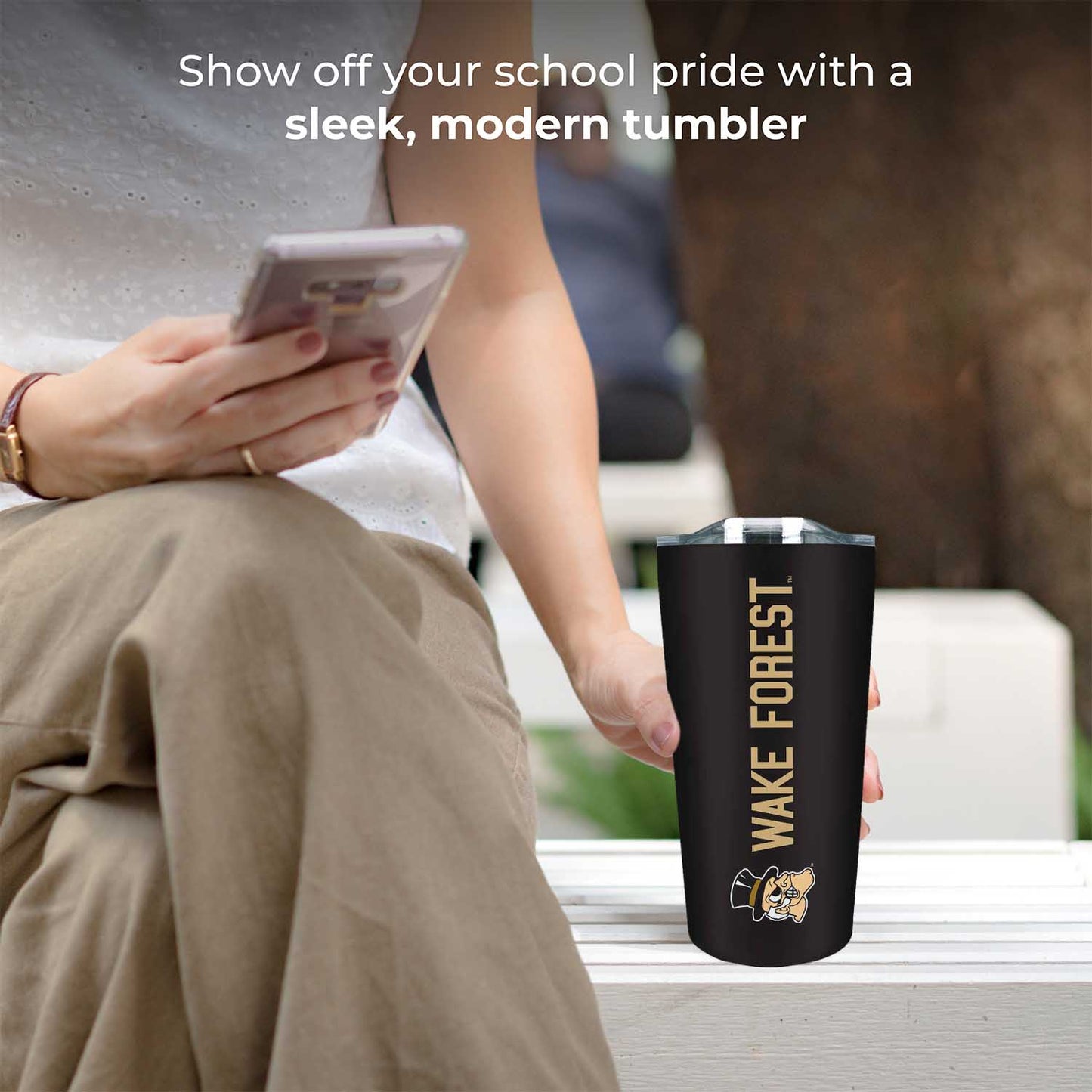 Wake Forest Demon Deacons NCAA Stainless Steel Tumbler perfect for Gameday - Black