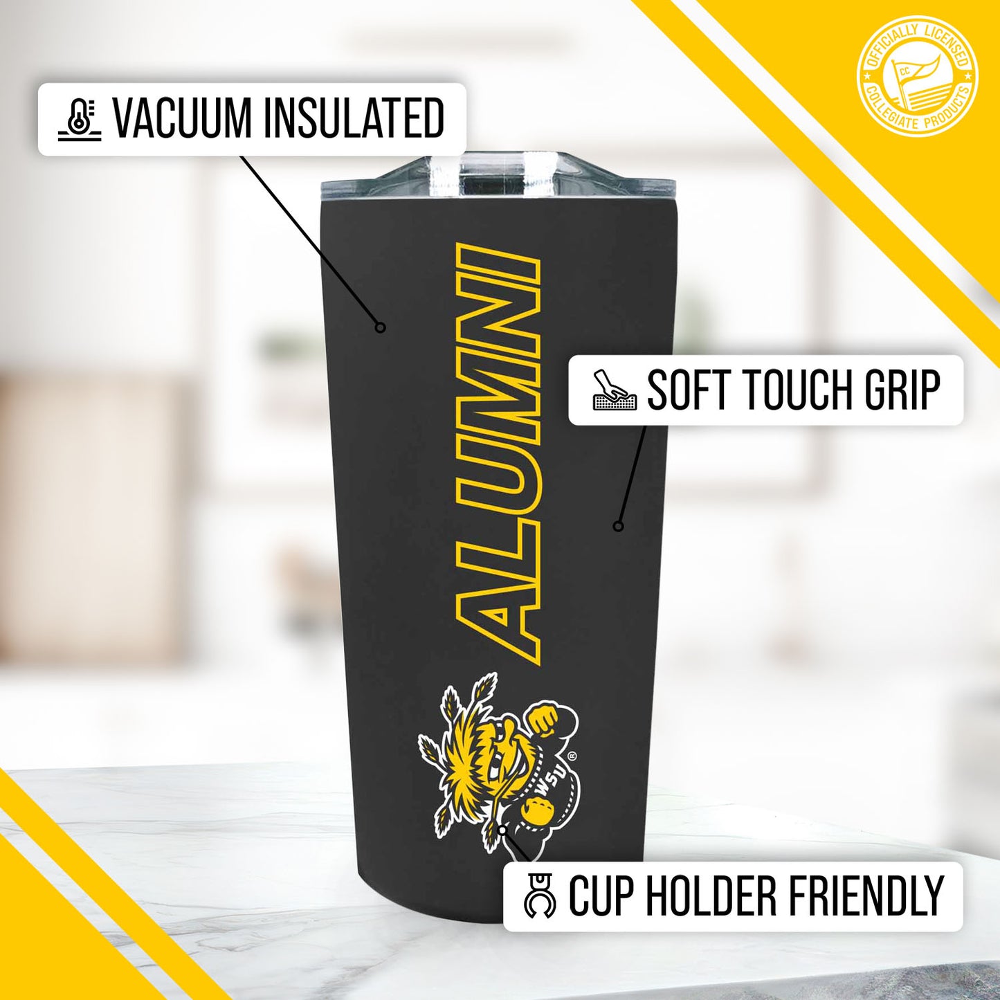 Wichita State Shockers Collegiate Stainless Steel Travel Tumbler for Alumni - Black