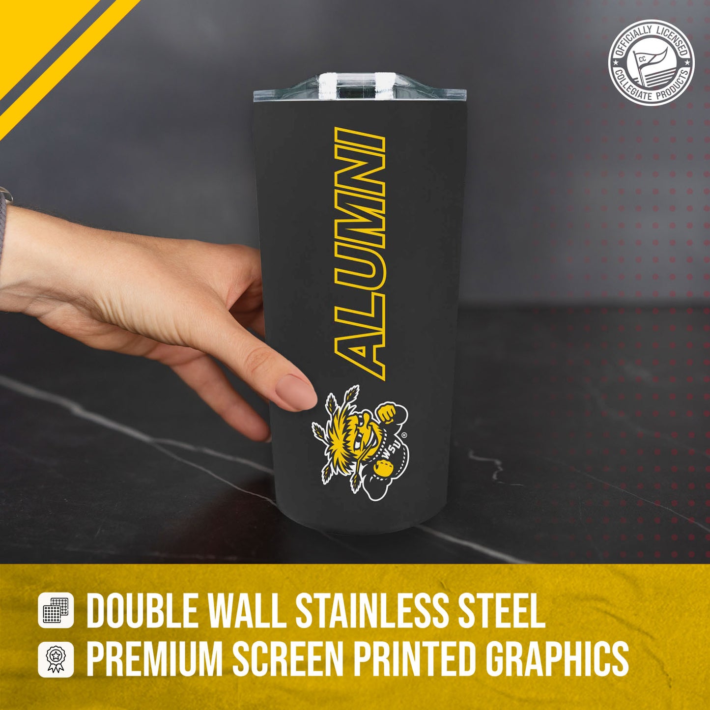 Wichita State Shockers Collegiate Stainless Steel Travel Tumbler for Alumni - Black