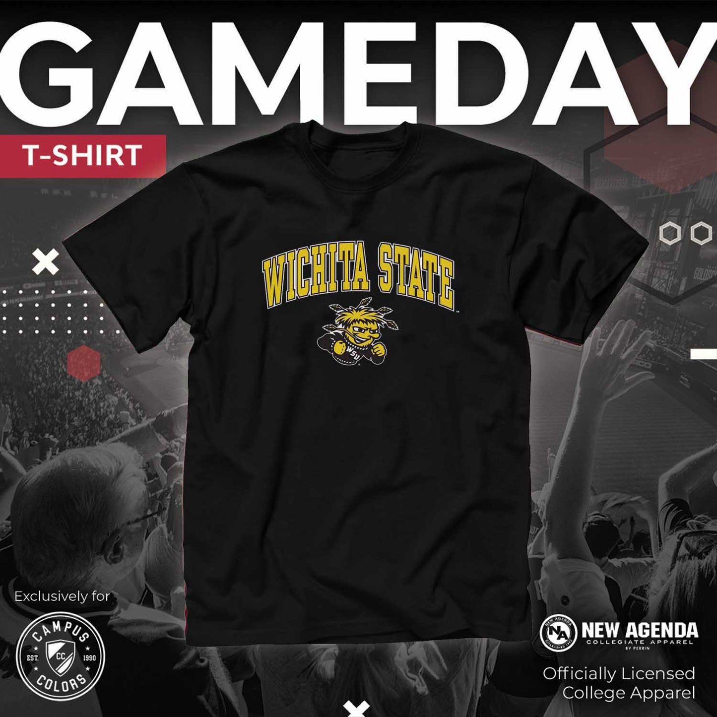 Wichita State Shockers Adult Arch & Logo Soft Style Gameday T-shirt - Black
