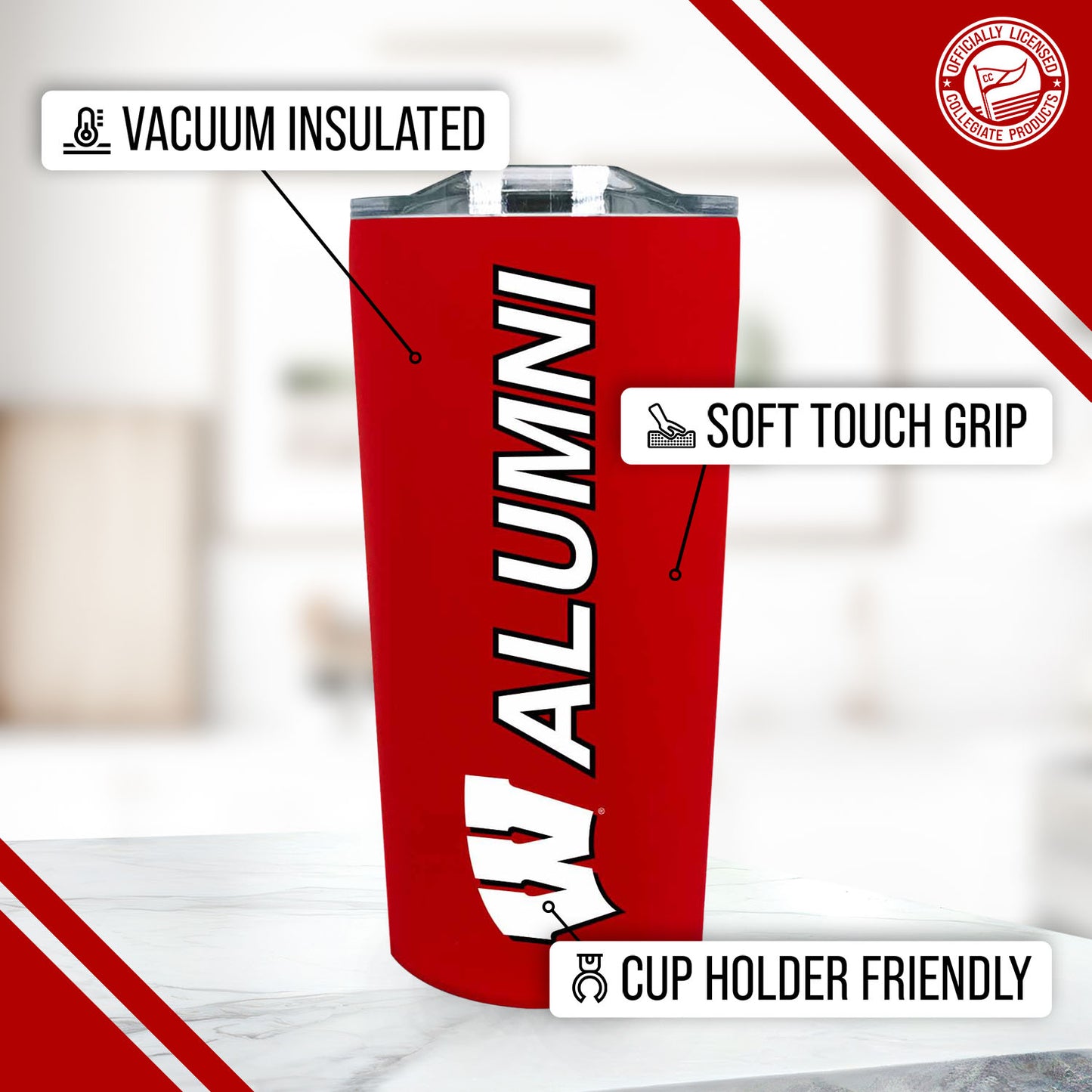 Wisconsin Badgers Collegiate Stainless Steel Travel Tumbler for Alumni - Red