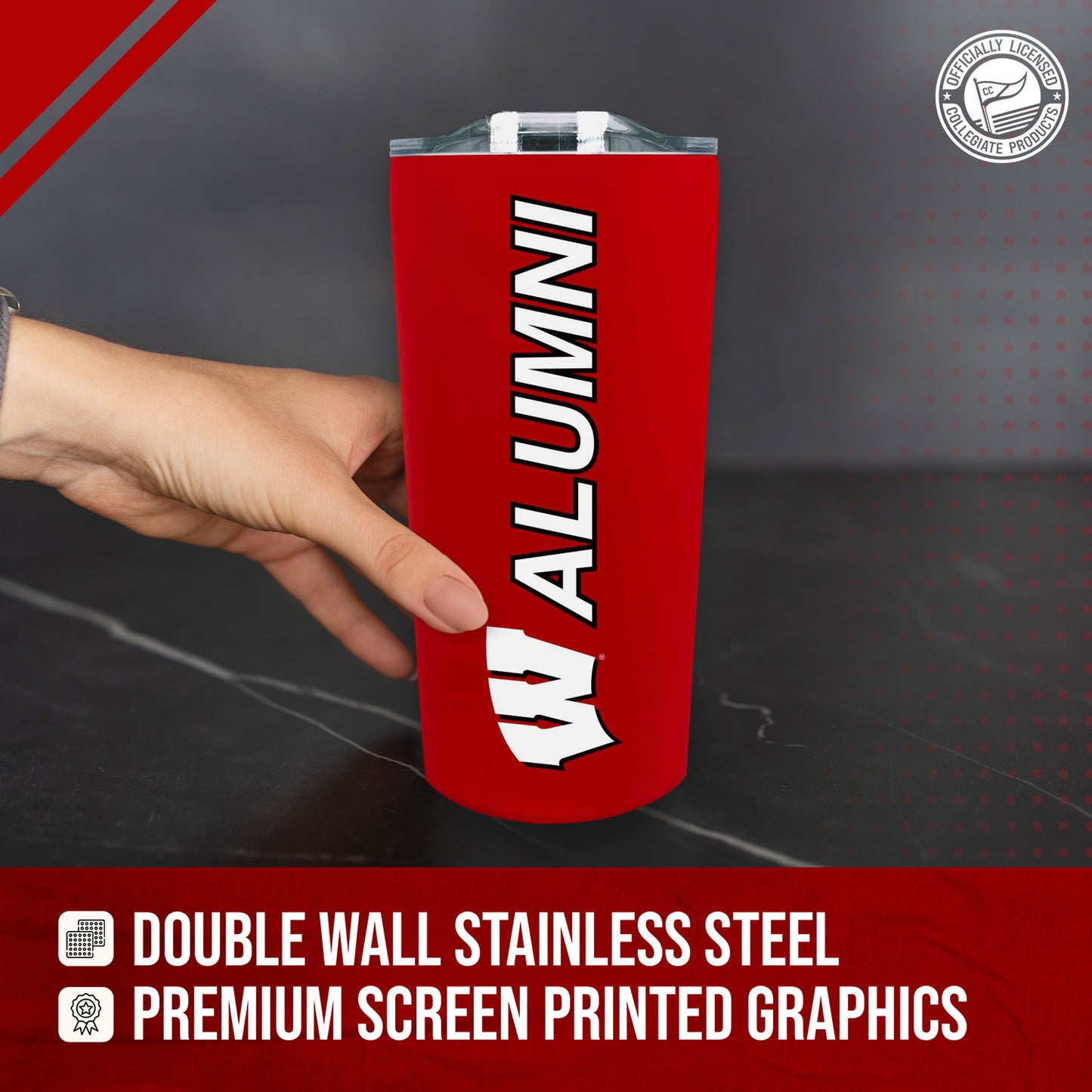 Wisconsin Badgers Collegiate Stainless Steel Travel Tumbler for Alumni - Red
