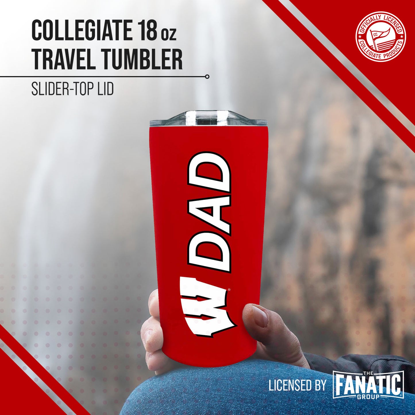Wisconsin Badgers NCAA Stainless Steel Travel Tumbler for Dad - Red