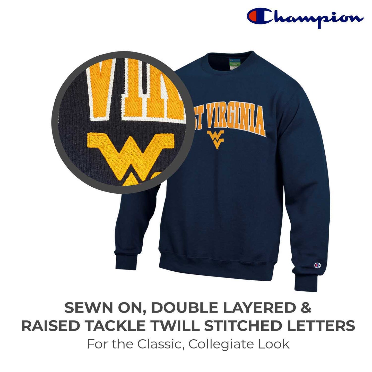 West Virginia Mountaineers Adult Tackle Twill Crewneck - Navy