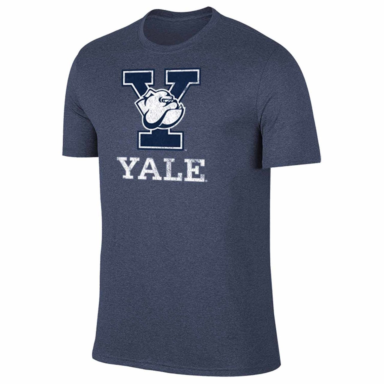 Yale Bulldogs Adult MVP Heathered Cotton Blend T-Shirt - Navy
