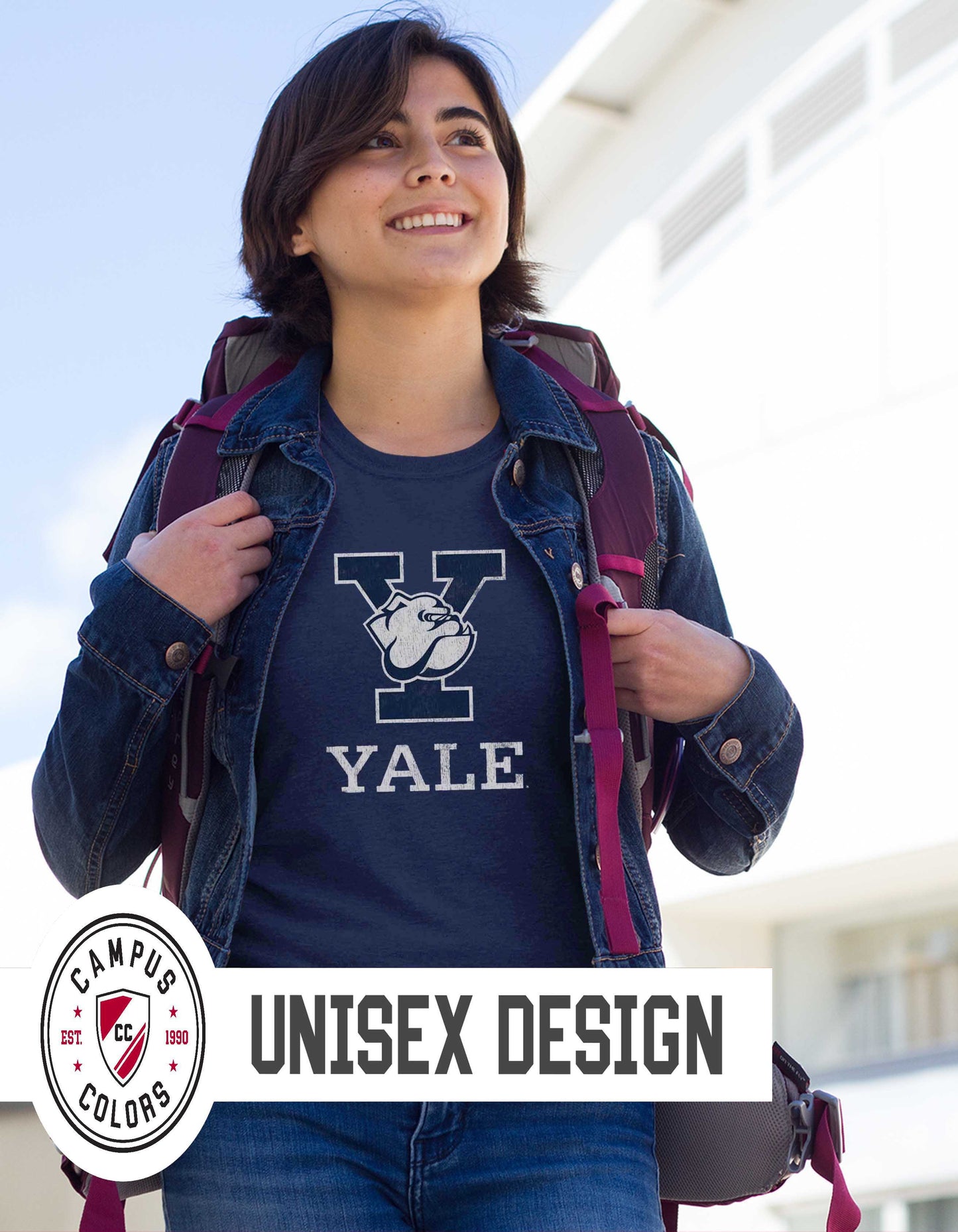 Yale Bulldogs Adult MVP Heathered Cotton Blend T-Shirt - Navy
