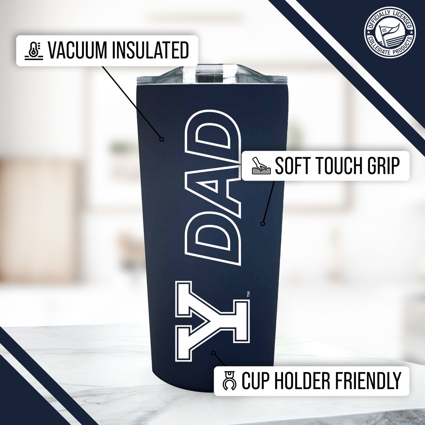 Yale Bulldogs NCAA Stainless Steel Travel Tumbler for Dad - Navy