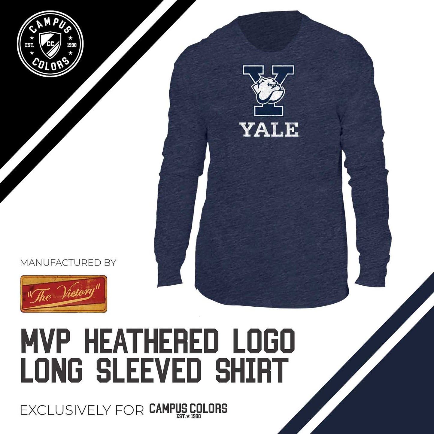 Yale Bulldogs NCAA MVP Adult Long-Sleeve Shirt - Navy