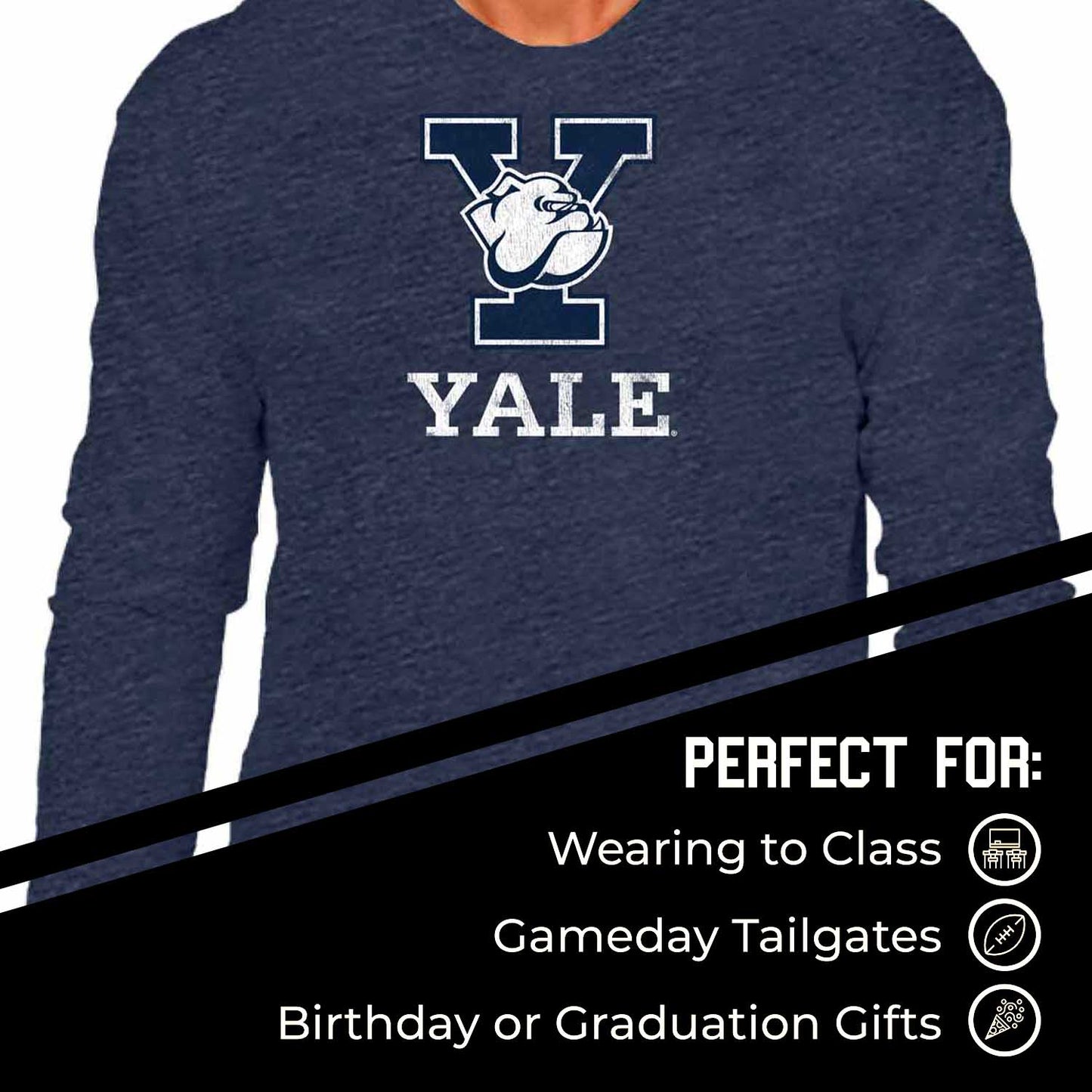 Yale Bulldogs NCAA MVP Adult Long-Sleeve Shirt - Navy