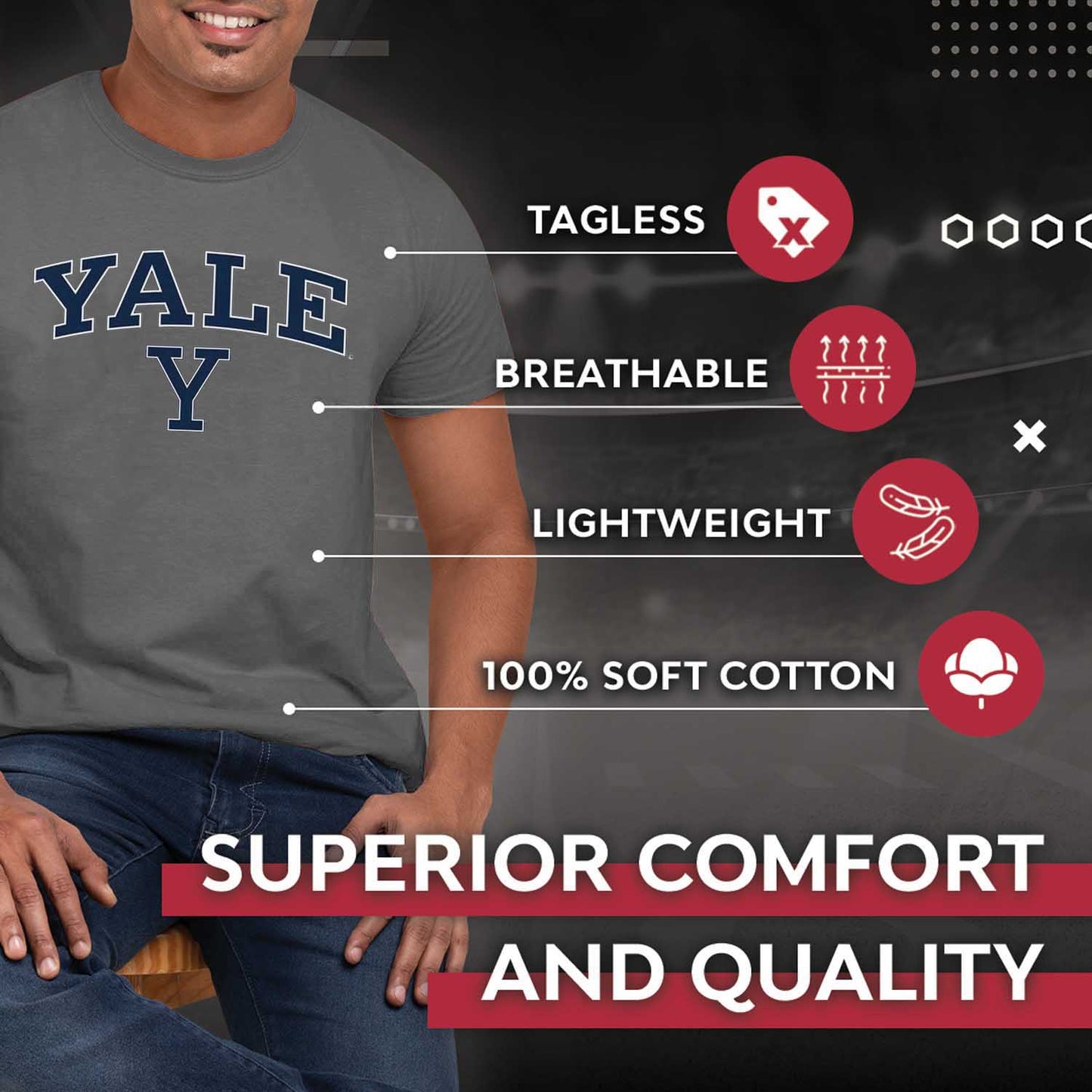 Yale Bulldogs NCAA Adult Gameday Cotton T-Shirt - Gray