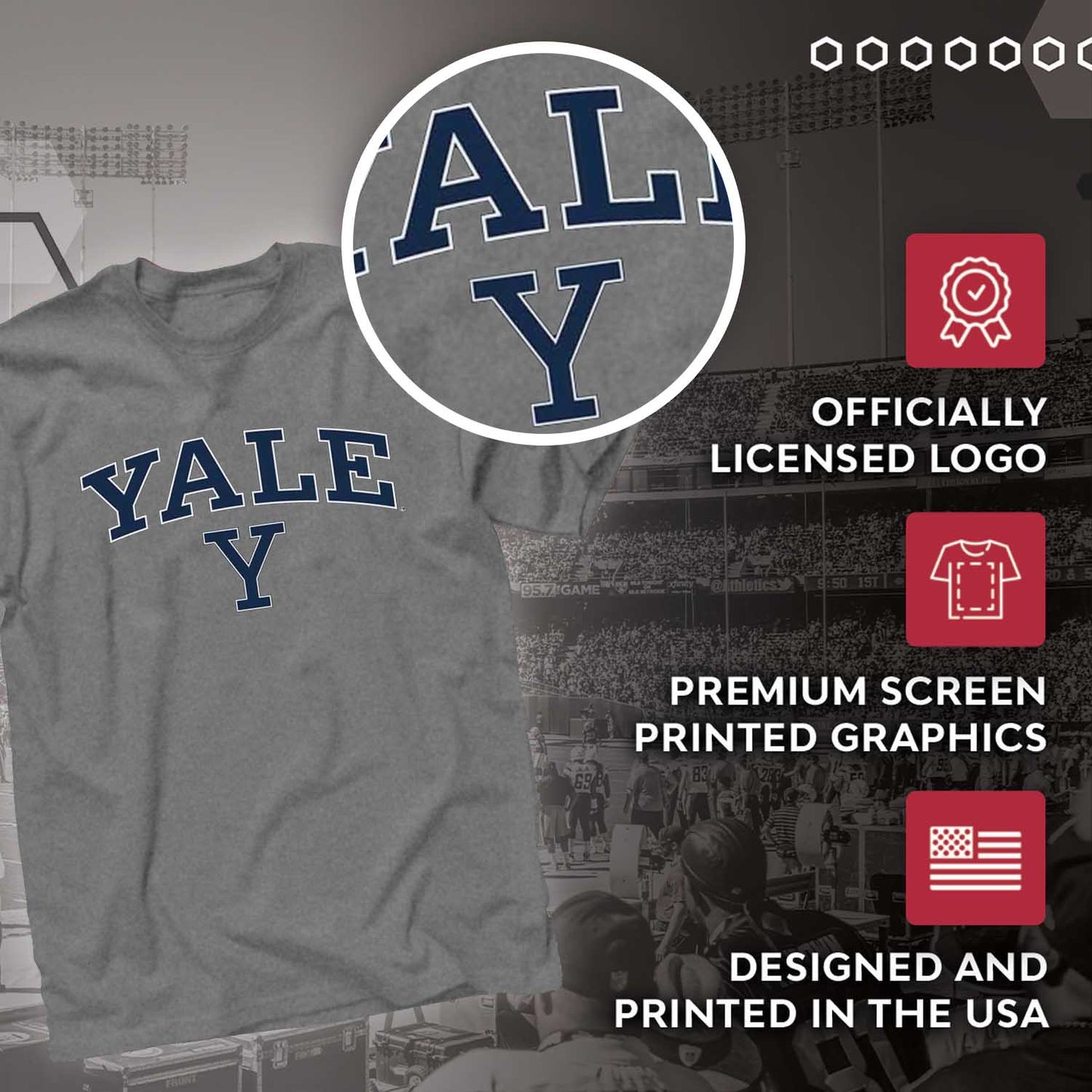 Yale Bulldogs NCAA Adult Gameday Cotton T-Shirt - Gray