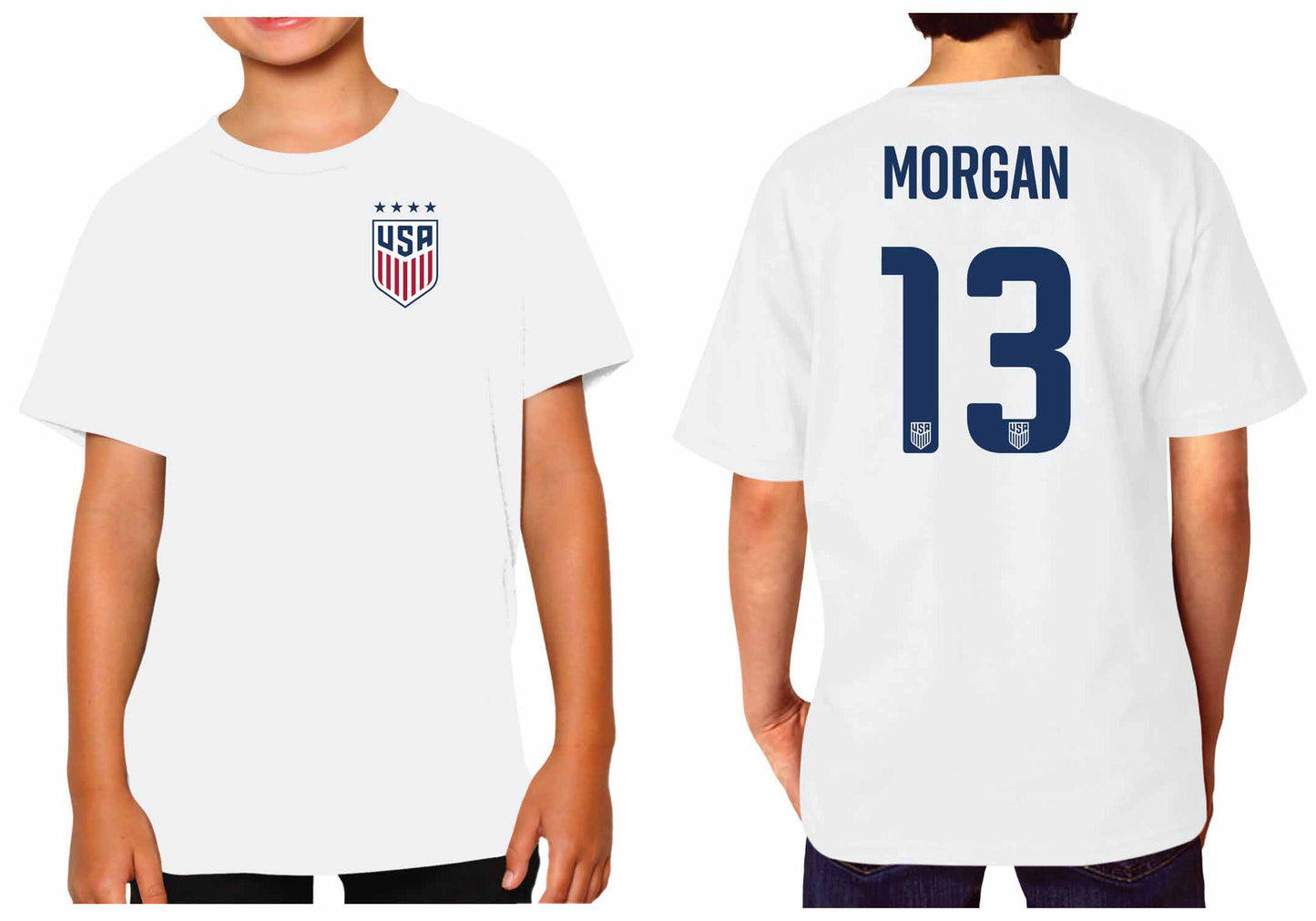 USA National Team The Victory Officially Licensed Youth US Women's National Soccer Team Alex Morgan Name & Number T-Shirt - White #13