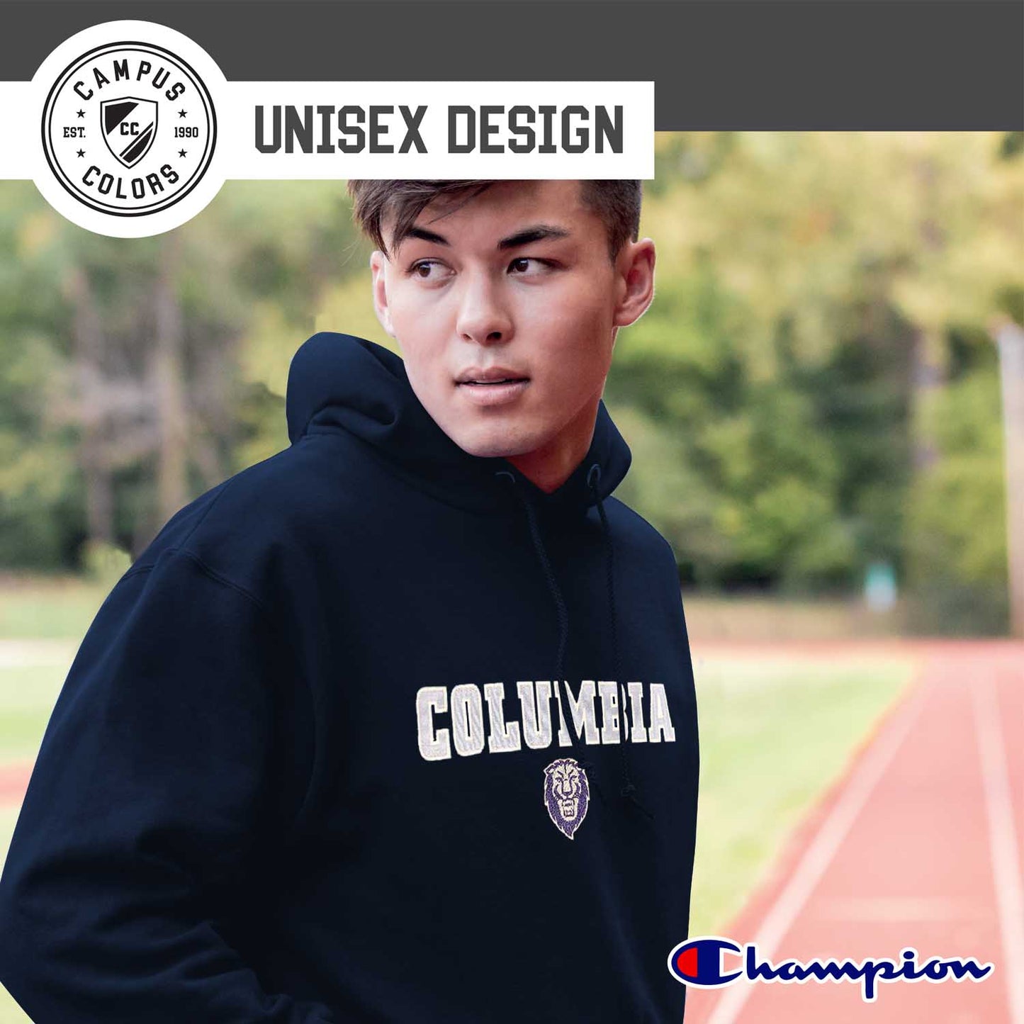 Columbia Lions Champion Adult Tackle Twill Hooded Sweatshirt - Navy