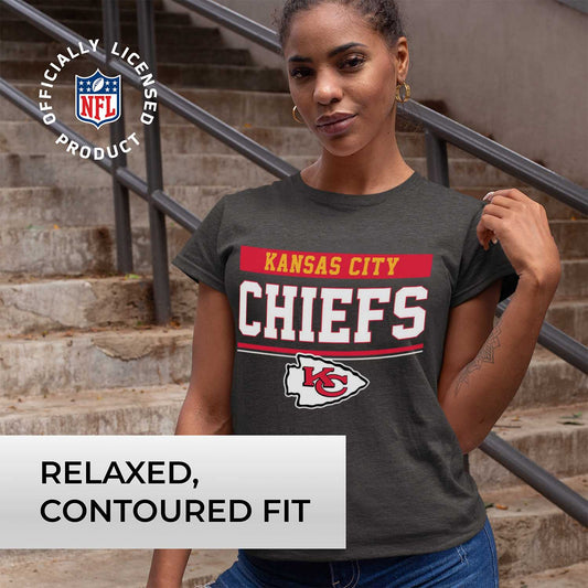 Kansas City Chiefs NFL Women's Team Block Plus Sized Relaxed Fit T-Shirt - Charcoal