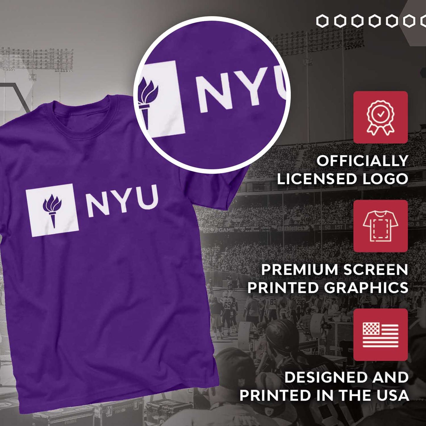 NYU Violets Adult Arch & Logo Soft Style Gameday T-Shirt - Purple