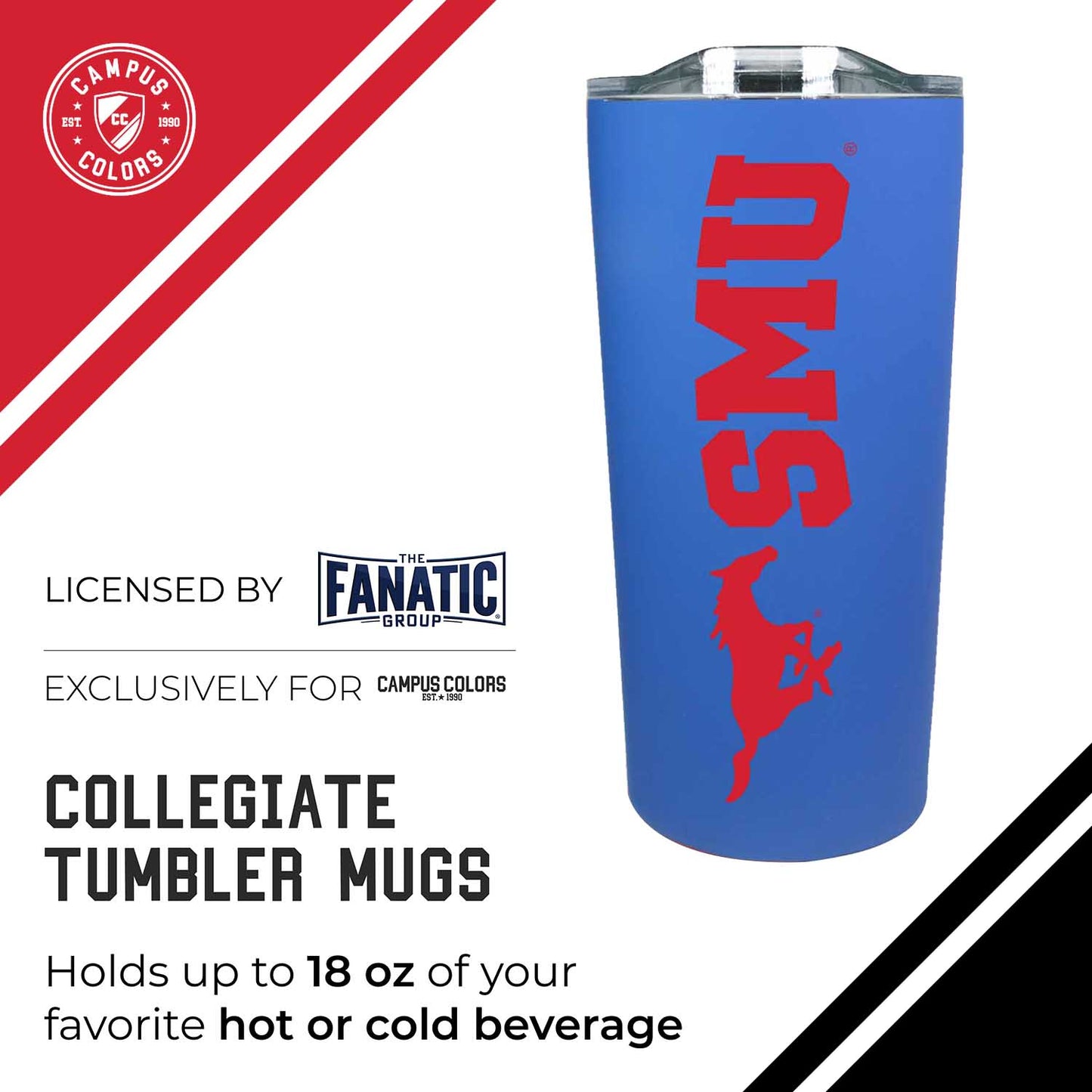 SMU Mustangs NCAA Stainless Steel Tumbler perfect for Gameday - Royal