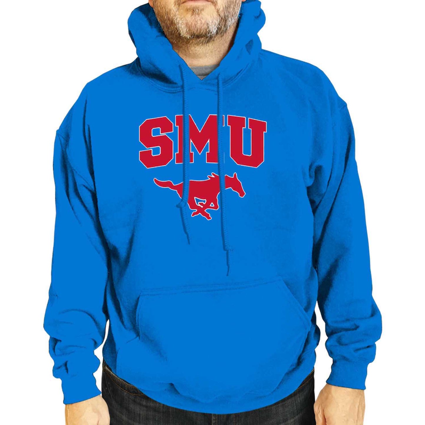 SMU Mustangs Campus Colors Adult Arch & Logo Soft Style Gameday Hooded Sweatshirt  - Royal