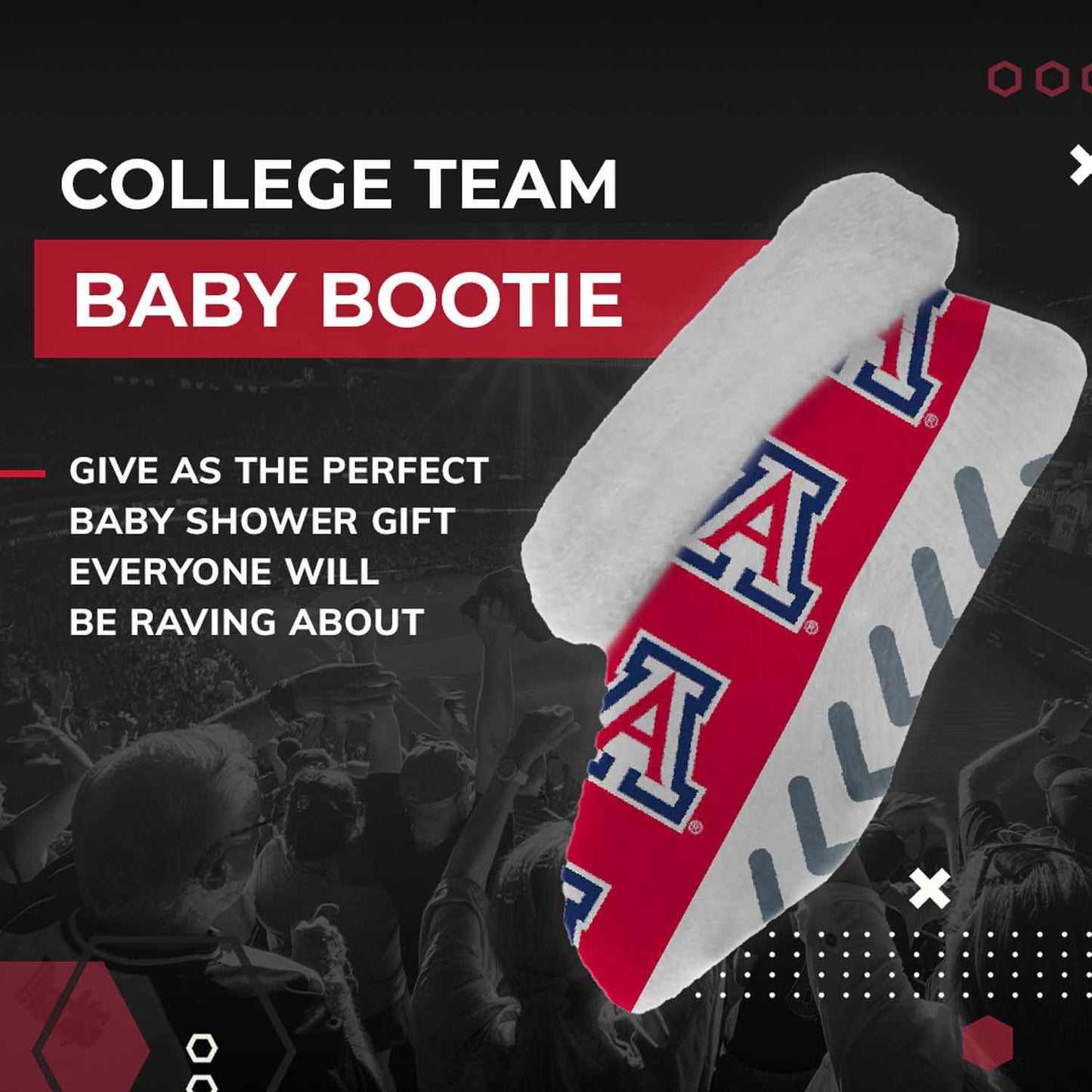 Arizona Wildcats College Baby Booties Infant Boys Girls Cozy Slipper Socks - Red