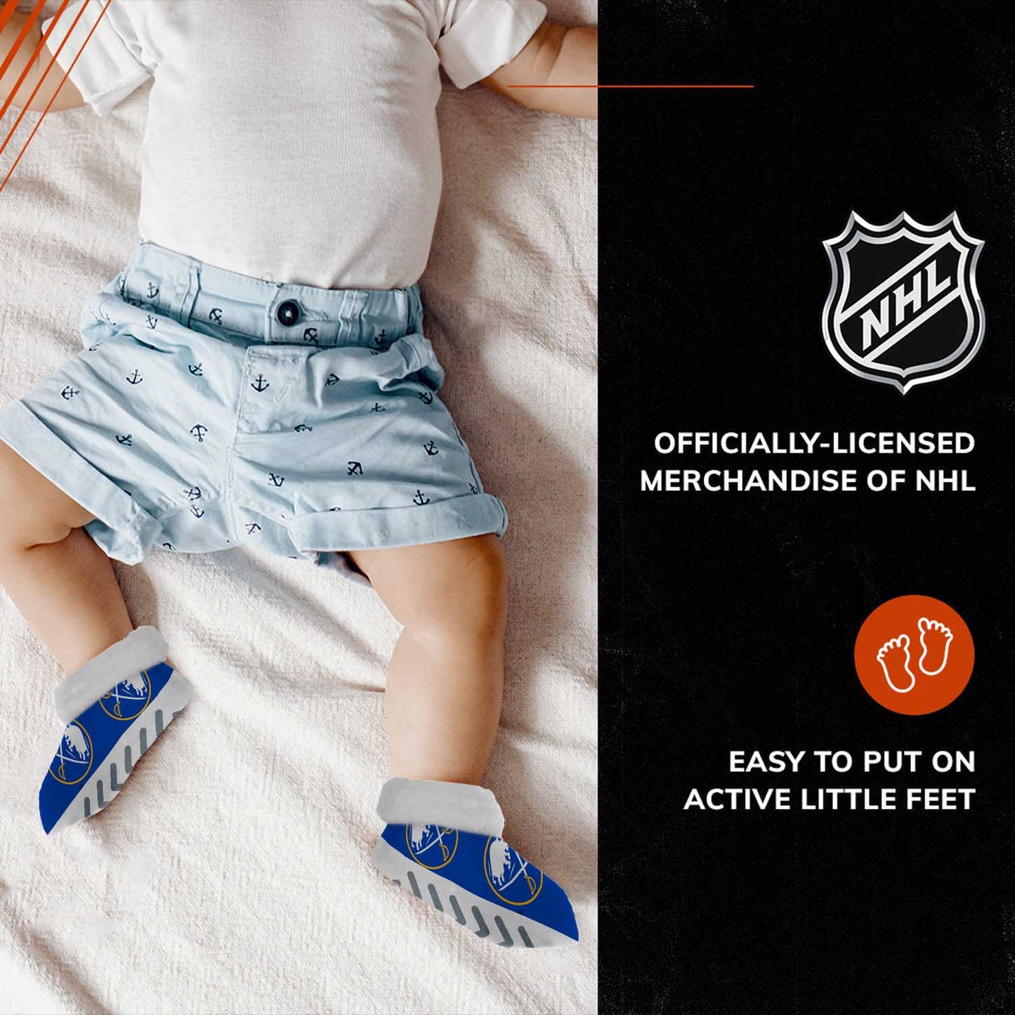 Buffalo Sabres NHL Baby Booties Infant Boys Girls Cozy Slipper Socks - Royal