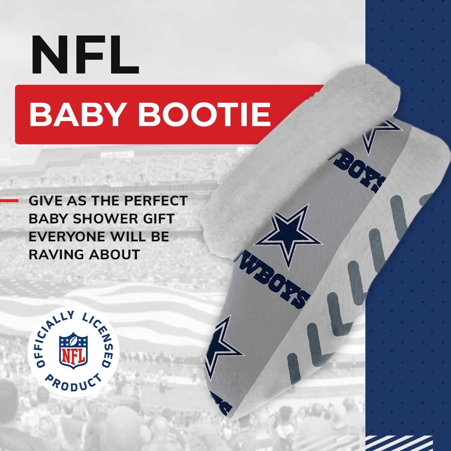 Dallas Cowboys NFL Baby Booties Infant Boys Girls Cozy Slipper Socks - Sports Gray