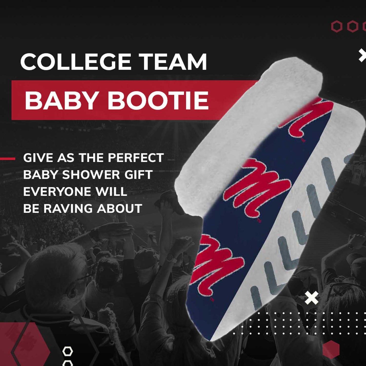 Ole Miss Rebels College Baby Booties Infant Boys Girls Cozy Slipper Socks - Navy