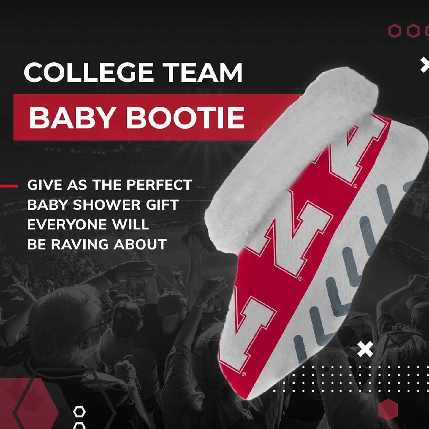 Nebraska Cornhuskers College Baby Booties Infant Boys Girls Cozy Slipper Socks - Red