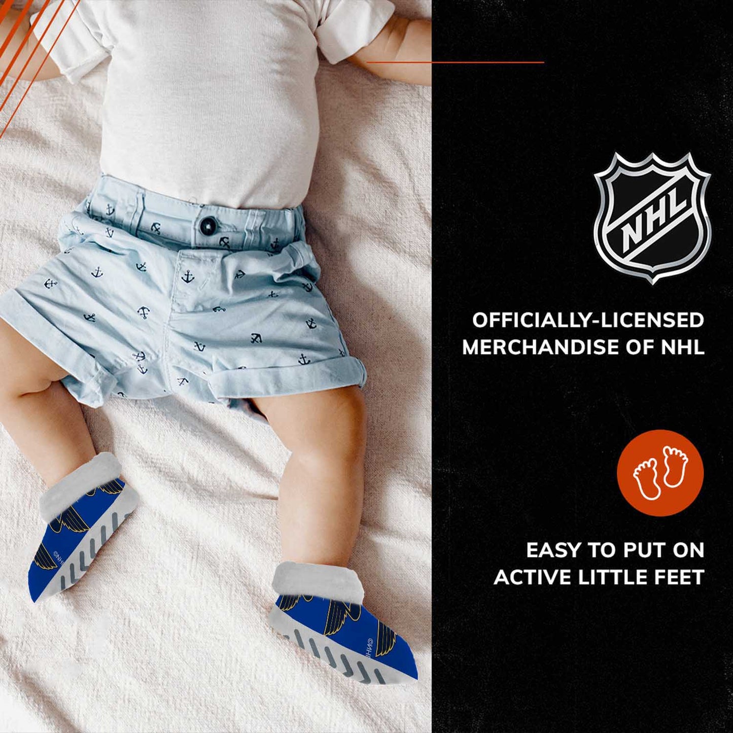 St. Louis Blues NHL Baby Booties Infant Boys Girls Cozy Slipper Socks - Royal