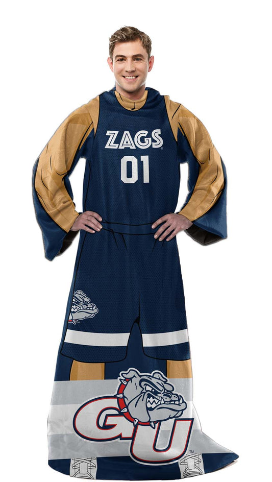 Gonzaga Bulldogs NCAA Team Wearable Blanket with Sleeves - Navy