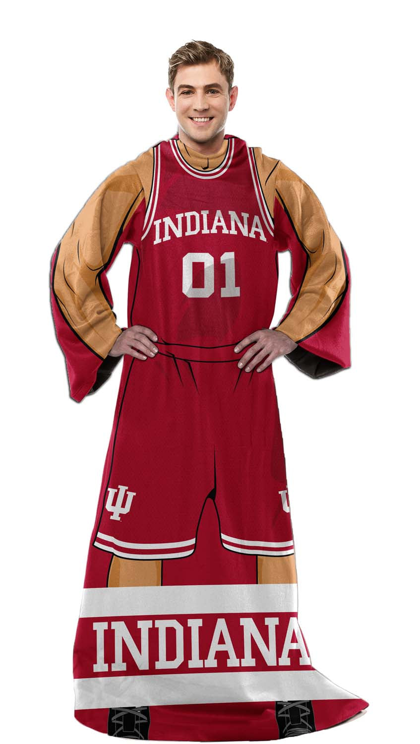 Indiana Hoosiers NCAA Team Wearable Blanket with Sleeves - Crimson