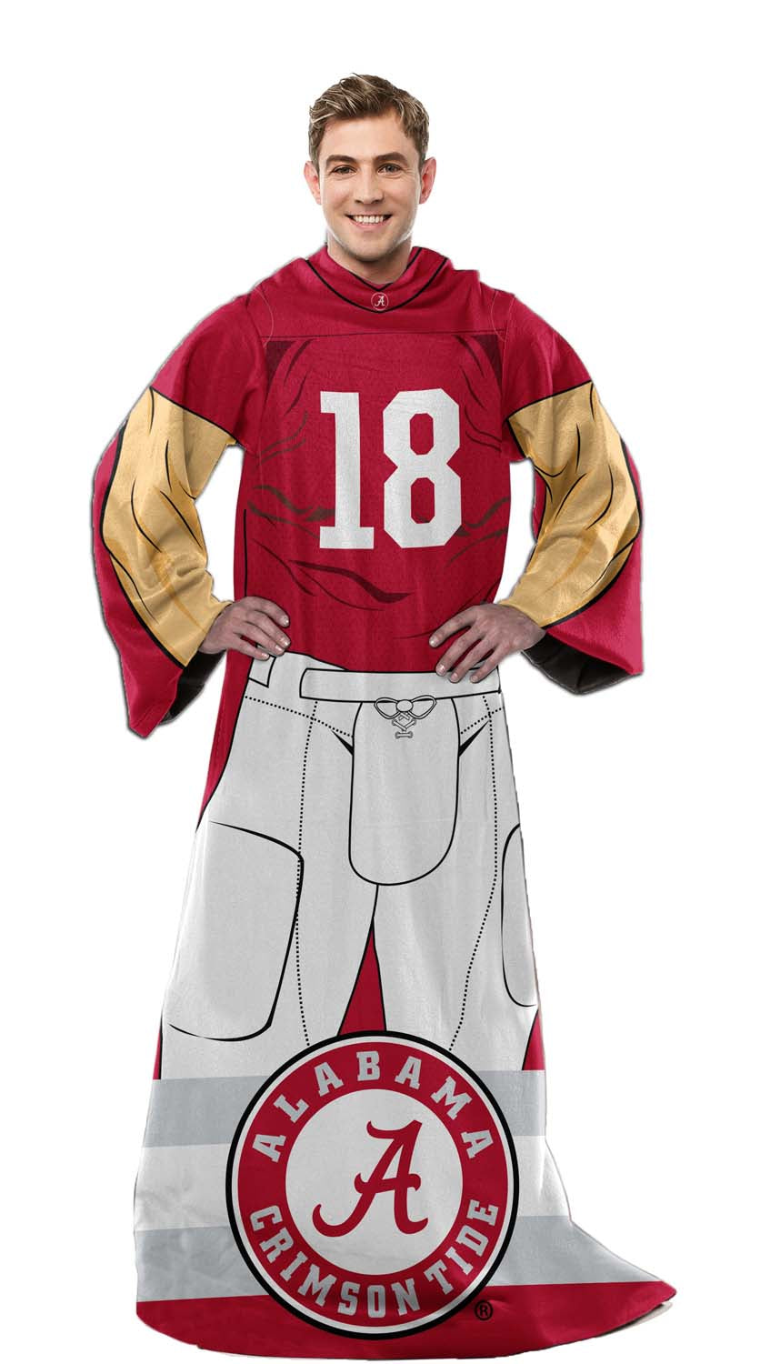 Alabama Crimson Tide NCAA Team Wearable Blanket with Sleeves - Crimson