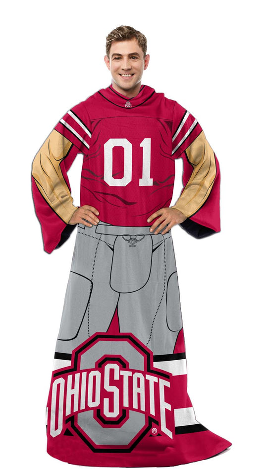 Ohio State Buckeyes NCAA Team Wearable Blanket with Sleeves - Red