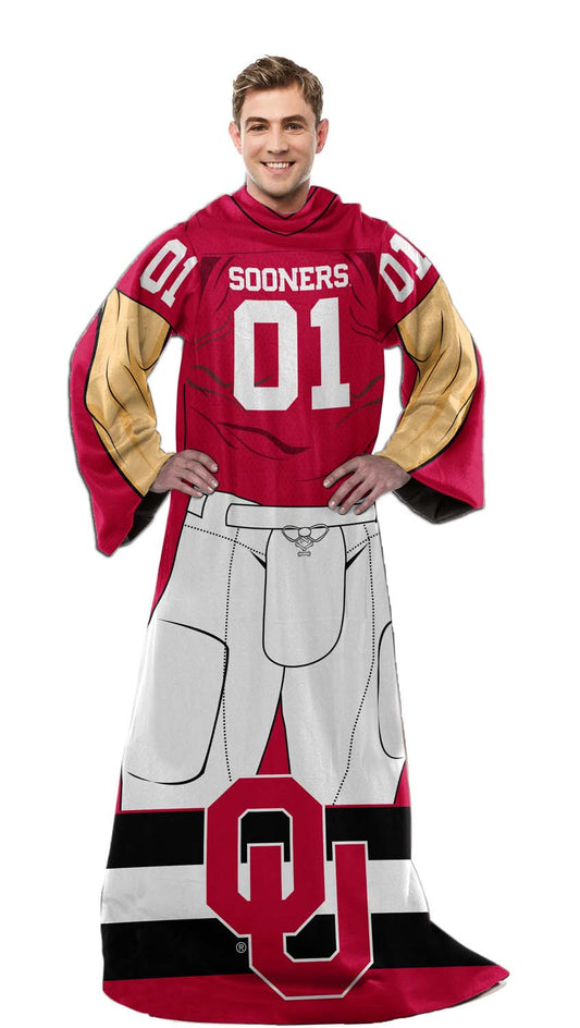 Oklahoma Sooners NCAA Team Wearable Blanket with Sleeves - Crimson