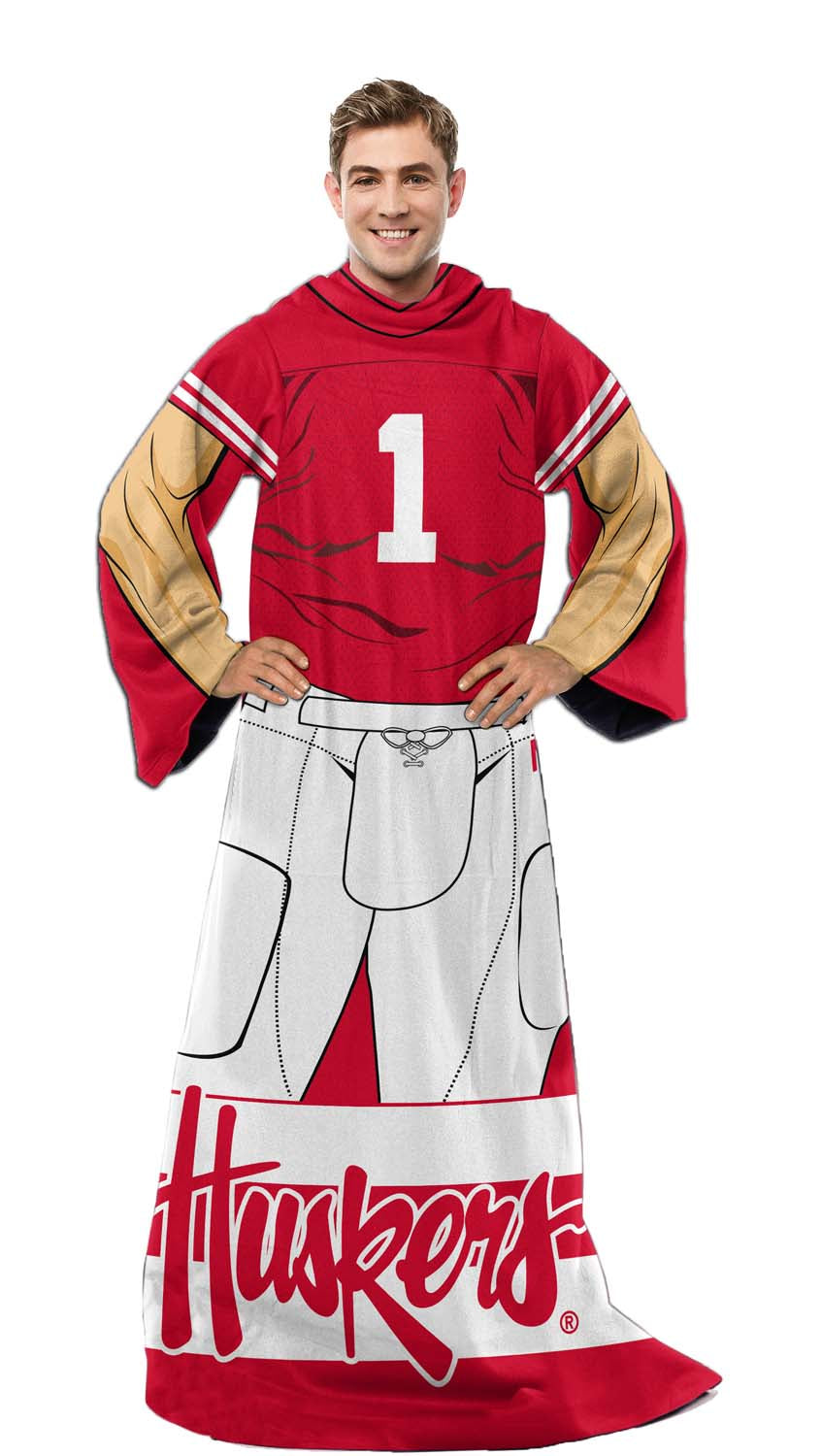 Nebraska Cornhuskers NCAA Team Wearable Blanket with Sleeves - Red