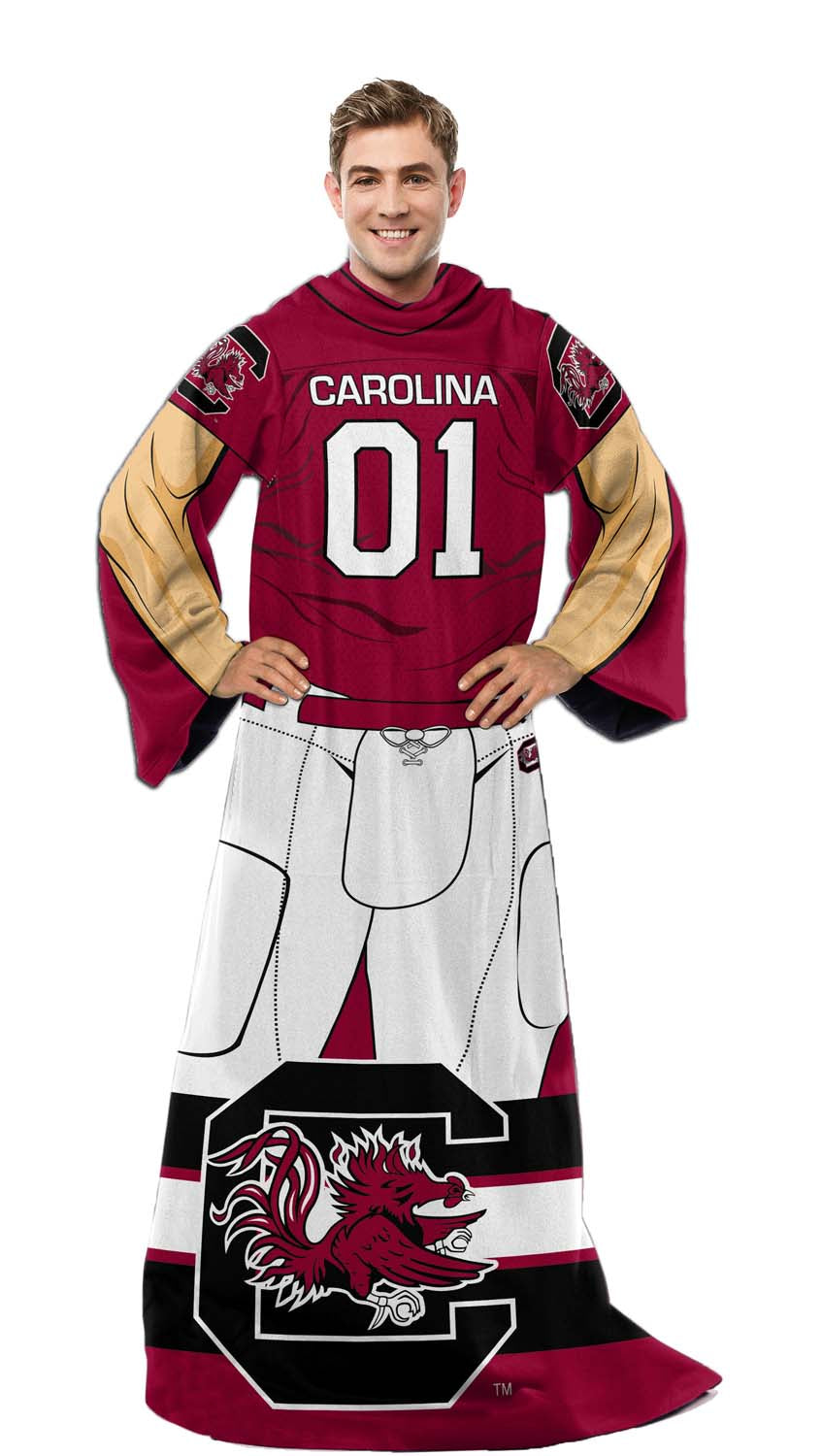 South Carolina Gamecocks NCAA Team Wearable Blanket with Sleeves - Maroon