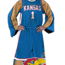 Kansas Jayhawks NCAA Team Wearable Blanket with Sleeves - Blue