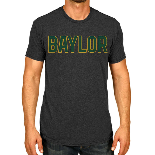 Baylor Bears Campus Colors NCAA Adult Cotton Blend Charcoal Tagless T-Shirt - Charcoal