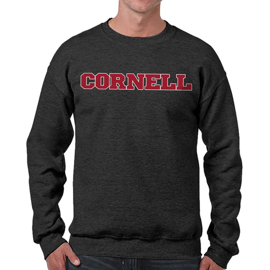 Cornell Big Red NCAA Adult Charcoal Crewneck Fleece Sweatshirt - Charcoal