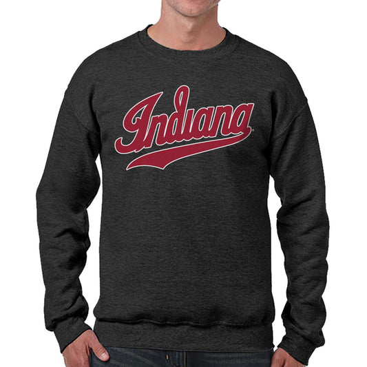Indiana Hoosiers NCAA Adult Charcoal Crewneck Fleece Sweatshirt - Charcoal