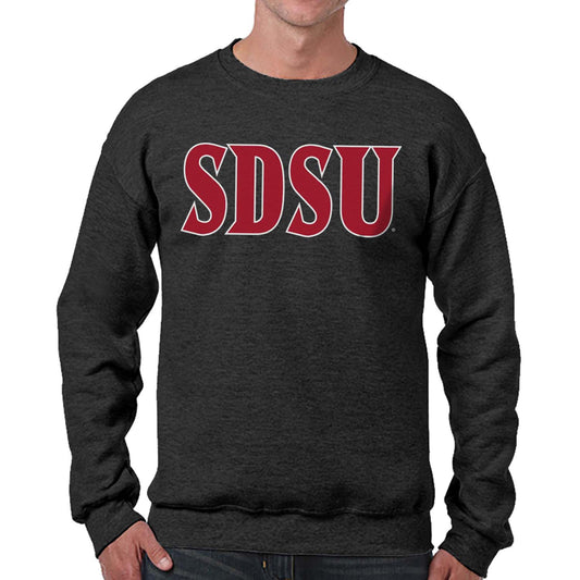San Diego State Aztecs NCAA Adult Charcoal Crewneck Fleece Sweatshirt - Charcoal