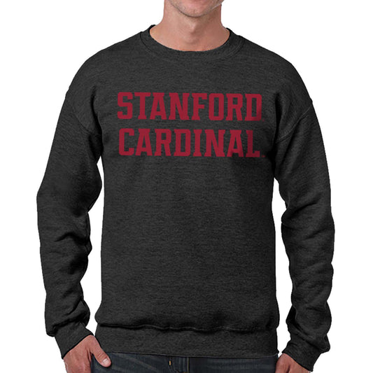 Stanford Cardinal NCAA Adult Charcoal Crewneck Fleece Sweatshirt - Charcoal