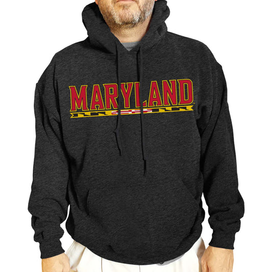 Maryland Terrapins NCAA Adult Cotton Blend Charcoal Hooded Sweatshirt - Charcoal