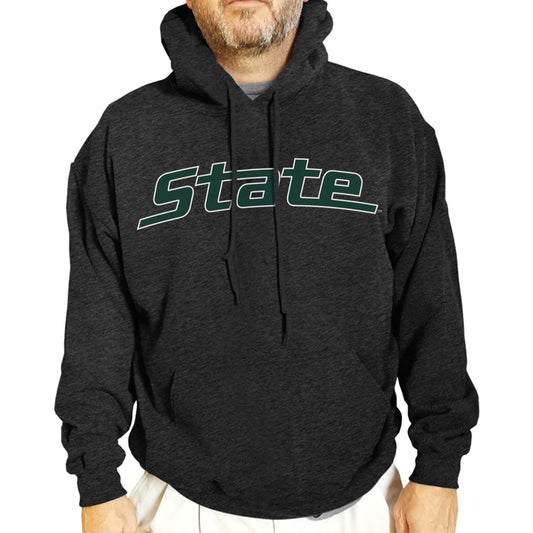 Michigan State Spartans NCAA Adult Cotton Blend Charcoal Hooded Sweatshirt - Charcoal