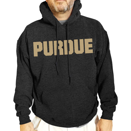 Purdue Boilermakers NCAA Adult Cotton Blend Charcoal Hooded Sweatshirt - Charcoal