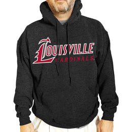 Louisville Cardinals NCAA Adult Cotton Blend Charcoal Hooded Sweatshirt - Charcoal