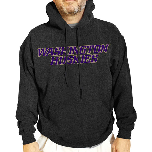 Washington Huskies NCAA Adult Cotton Blend Charcoal Hooded Sweatshirt - Charcoal