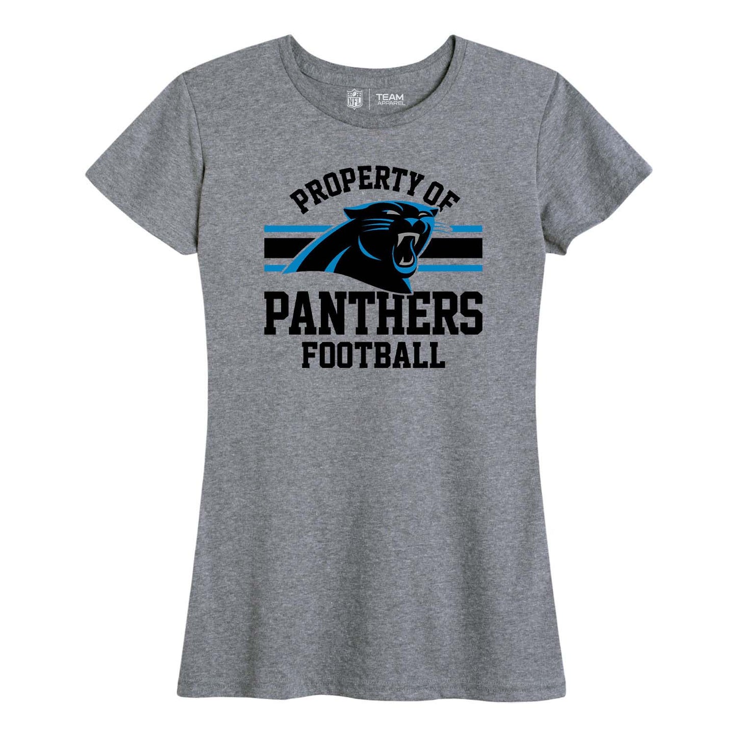 Carolina Panthers NFL Womens Short Sleeve Property of Tshirt - Gray