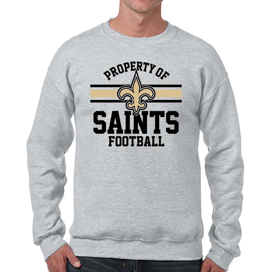 New Orleans Saints NFL Adult Property Of Crewneck Fleece Sweatshirt - Sport Gray
