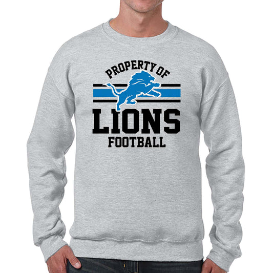 Detroit Lions NFL Adult Property Of Crewneck Fleece Sweatshirt - Sport Gray