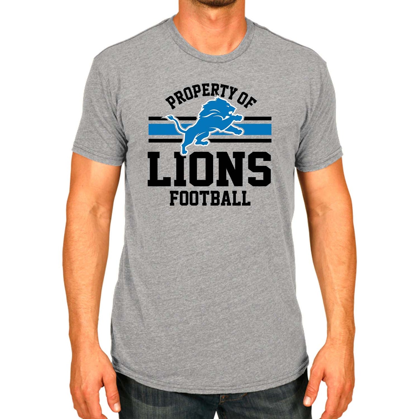 Detroit Lions NFL Adult Property Of T-Shirt - Sport Gray