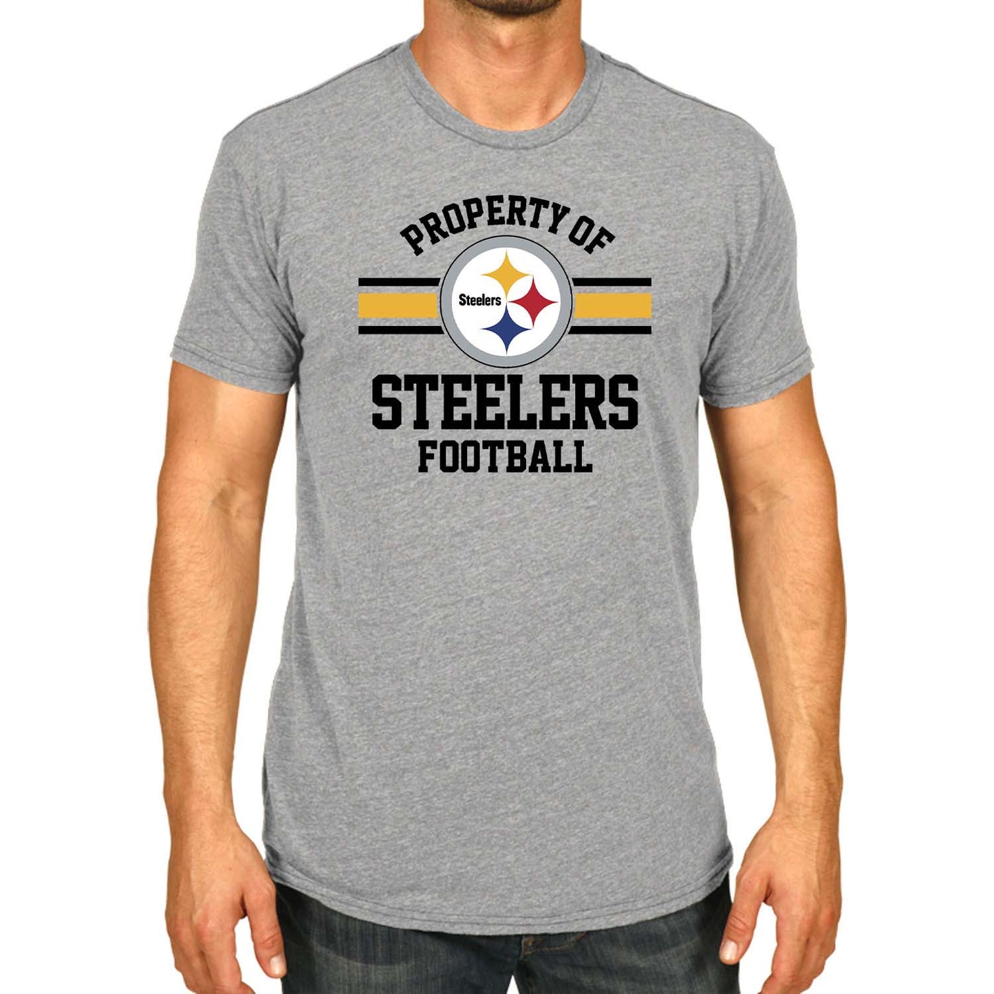 Pittsburgh Steelers NFL Adult Property Of T-Shirt - Sport Gray